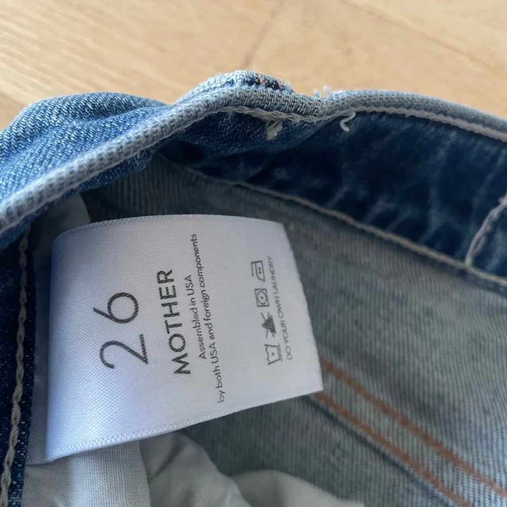 MOTHER Blue Straight Leg Jeans High-Rise Style - Picture 4 of 7